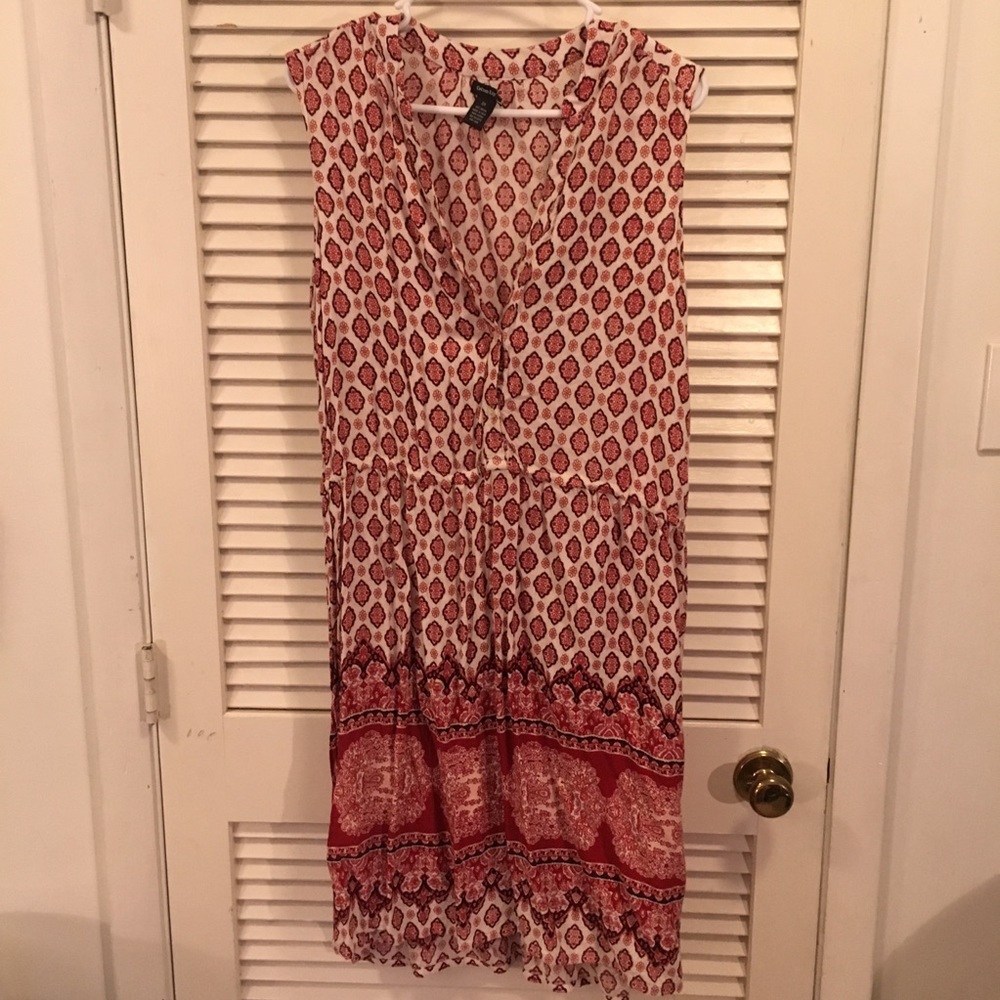 Cotton Dress with Pink/ Coral Print
